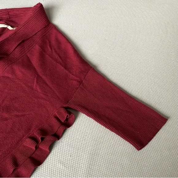 Soft Surroundings Burgundy Draped Ruffle Cardigan Sweater Size S/M - Picture 6 of 6
